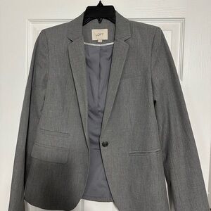 LOFT Gray Single-Button Tailored Blazer